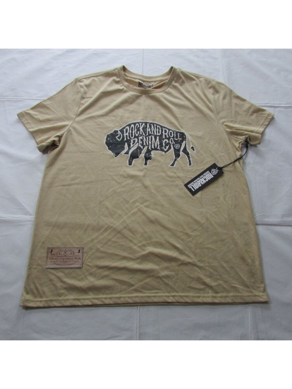 Rock & Roll Denim Men's LG Short Sleeve Buffalo Graphic T-Shirt Tan